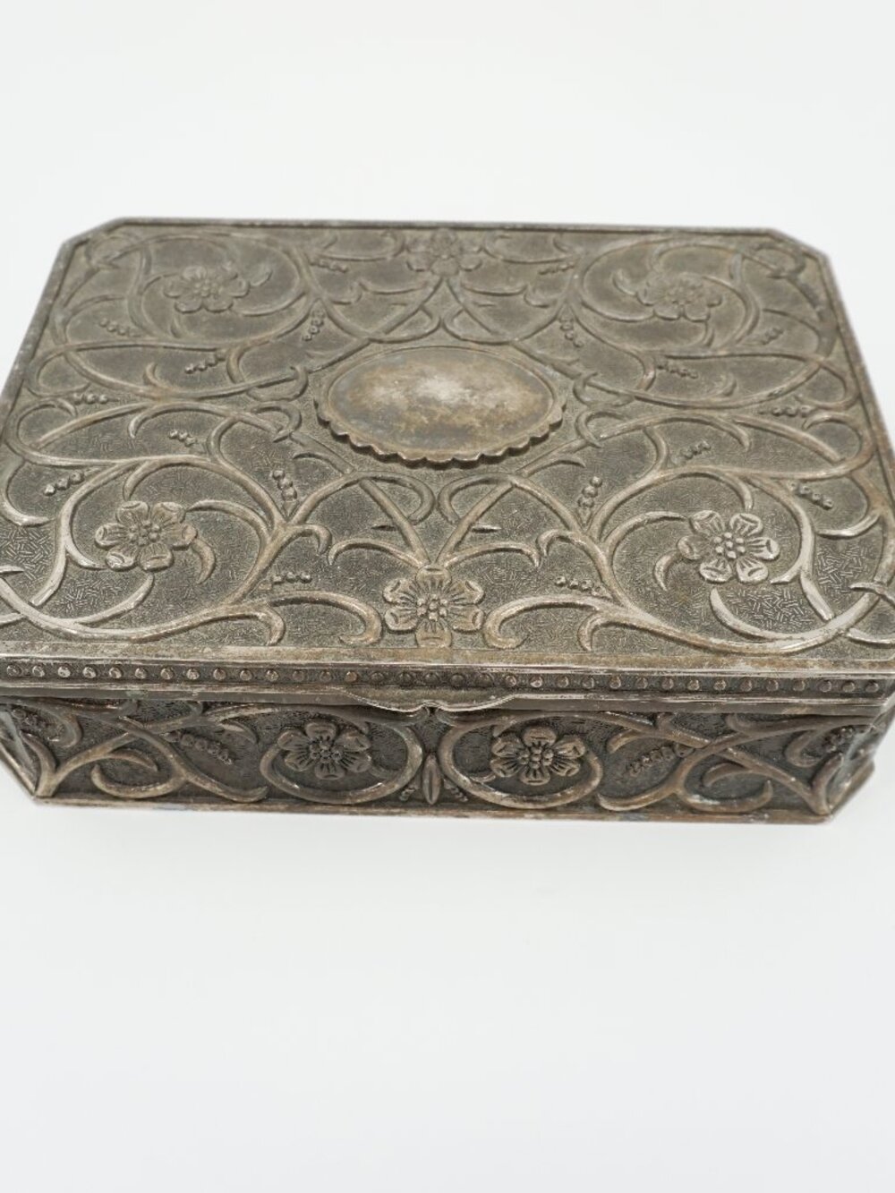 Godinger Silver Art Co Jewelry Box Velvet Lining Vintage Style Floral Filigree